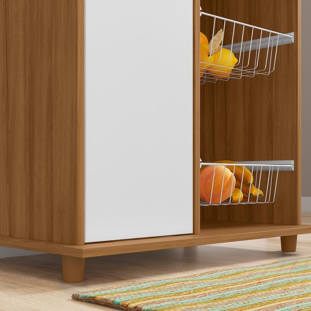 Encontraproduto.com.br - Balcão com Fruteira 1 Porta 2 Cestos Notável NT 3075 Marrom Branco