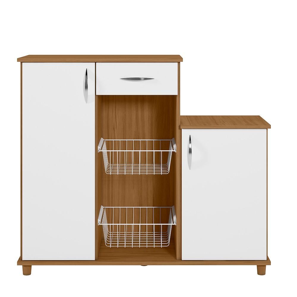 Encontraproduto.com.br - Fruteira Notável Diva New com Cesto Aramado - Freijó/Branco