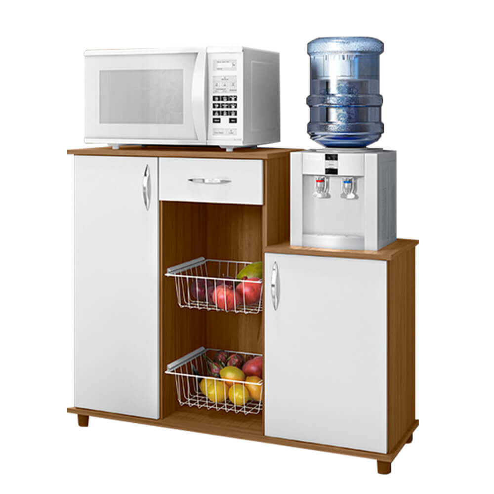 Encontraproduto.com.br - Fruteira Notável Diva New com Cesto Aramado - Freijó/Branco