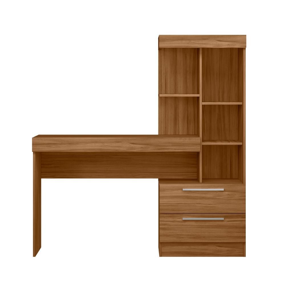Encontraproduto.com.br - Mesa Office NT 2010 com 2 Gavetas e 3 Prateleiras Notável - Freijó Trend