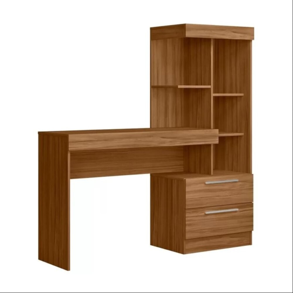 Encontraproduto.com.br - Mesa Office NT 2010 com 2 Gavetas e 3 Prateleiras Notável - Freijó Trend