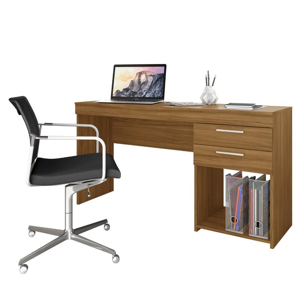 Encontraproduto.com.br - Mesa Home Office 51015 Para Quarto e Escritório 2 Gavetas Notável - Freijó Trend