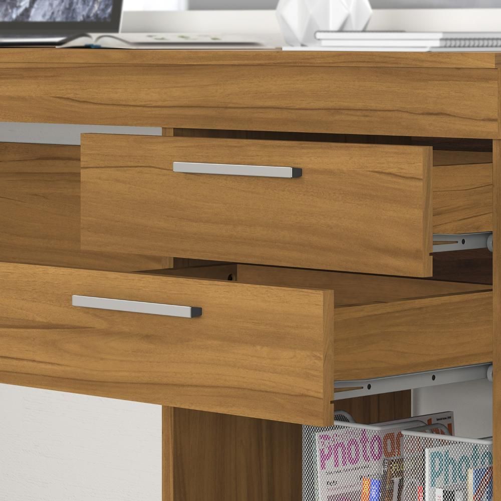 Encontraproduto.com.br - Mesa Home Office 51015 Para Quarto e Escritório 2 Gavetas Notável - Freijó Trend