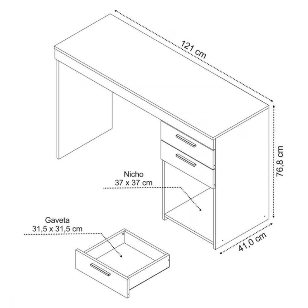 Encontraproduto.com.br - Mesa Home Office 51015 Para Quarto e Escritório 2 Gavetas Notável - Freijó Trend