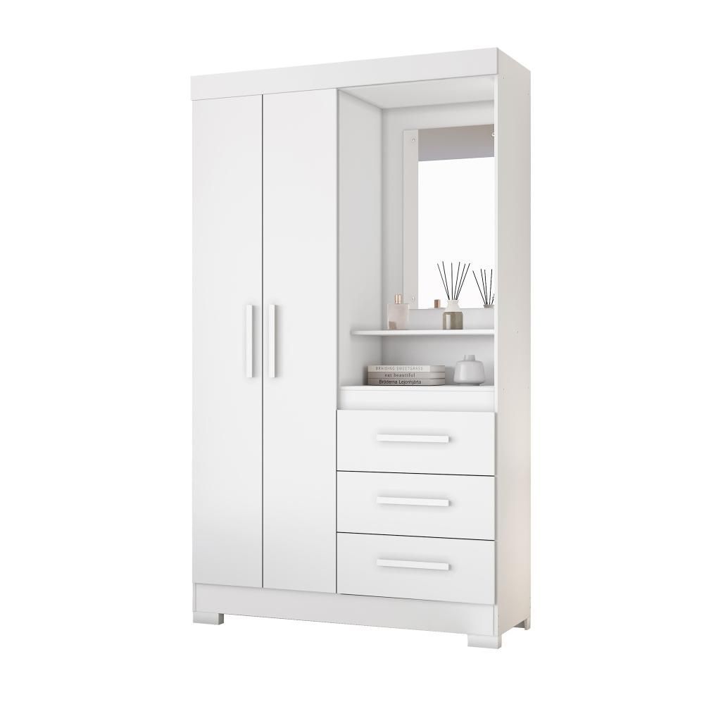 Encontraproduto.com.br - Guarda Roupa Solteiro Flex com Espelho e Pés 2 Portas 3 Gavetas NT 6020 Notável Móveis