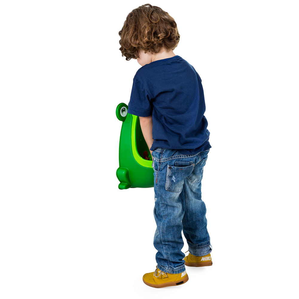 Encontraproduto.com.br - Pinico Mictorio Infantil Com Ventosa Para Fixar Parede Bebe Cor Verde Sapinho