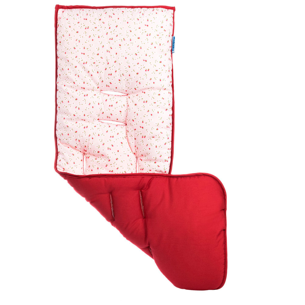 Almofada Dupla Face para Carrinho de Passeio - Rosa com Estampa Flores - KaBaby