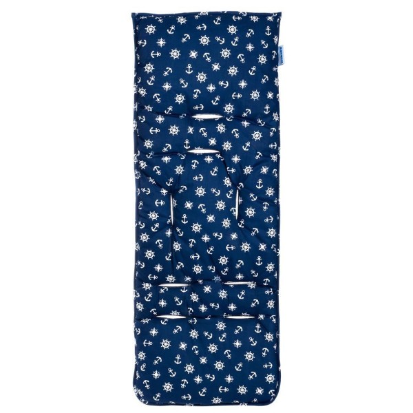 Encontraproduto.com.br - Almofada Dupla Face para Carrinho de Passeio - Azul com Estampa Marinha - KaBaby