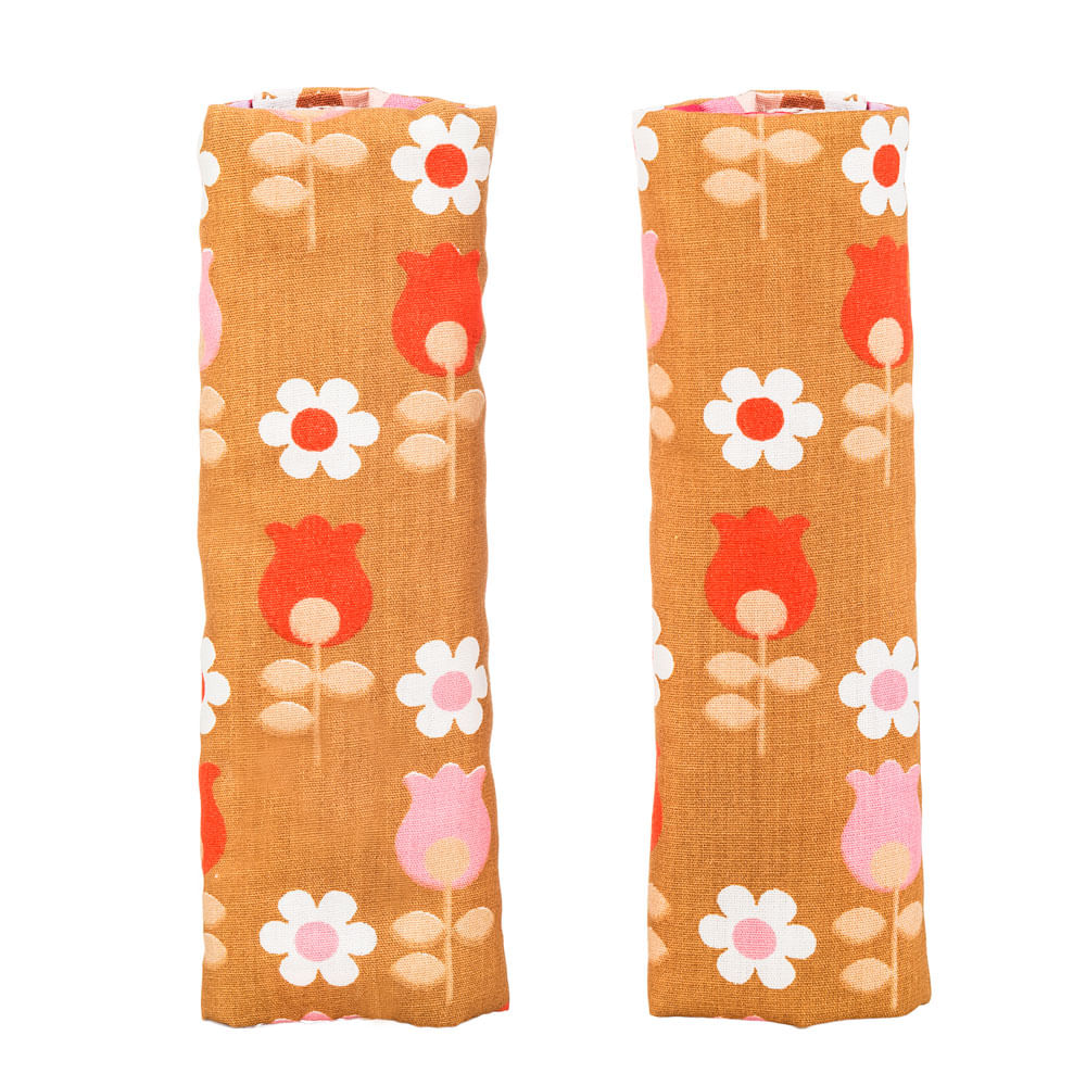 Conjunto 2 Protetores de Cinto Dupla Face - Tulipas Marrons - KaBaby