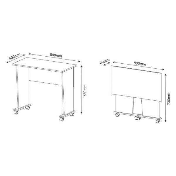 Encontraproduto.com.br - Mesa Dobrável com Rodízios - Branco