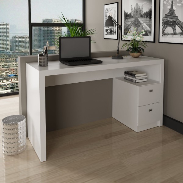 Encontraproduto.com.br - Mesa para Escritório com 2 Gavetas - Branco
