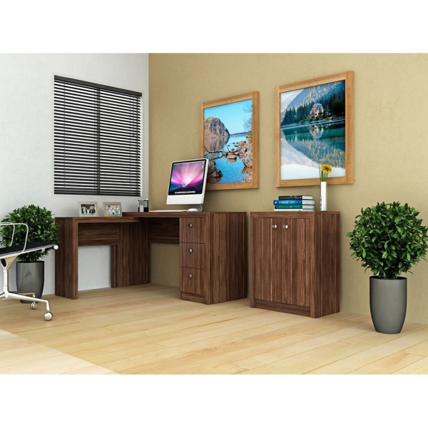 Encontraproduto.com.br - Balcão de Escritório ME4103 c/ 2 Portas Nogal - Tecno Mobili