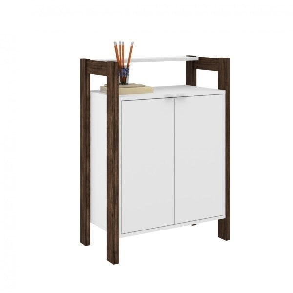 Encontraproduto.com.br - Balcão Multiuso com 2 Portas - Branco/Nogal