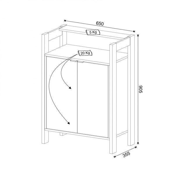 Encontraproduto.com.br - Balcão Multiuso com 2 Portas - Branco/Nogal