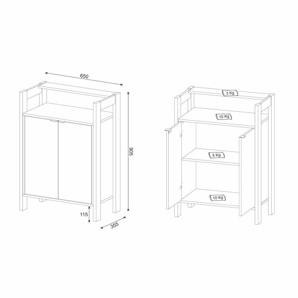 Encontraproduto.com.br - Balcão Multiuso com 2 Portas - Branco/Nogal