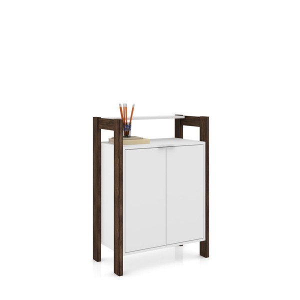 Encontraproduto.com.br - Balcão Multiuso com 2 Portas - Branco/Nogal