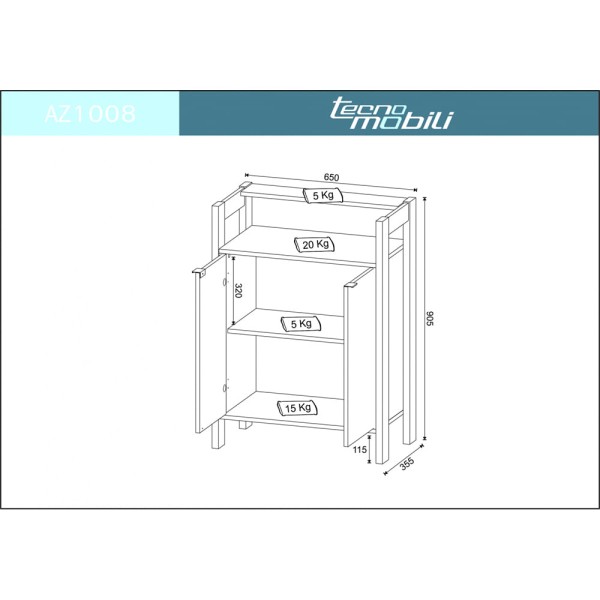 Encontraproduto.com.br - Balcão Multiuso com 2 Portas - Branco/Nogal