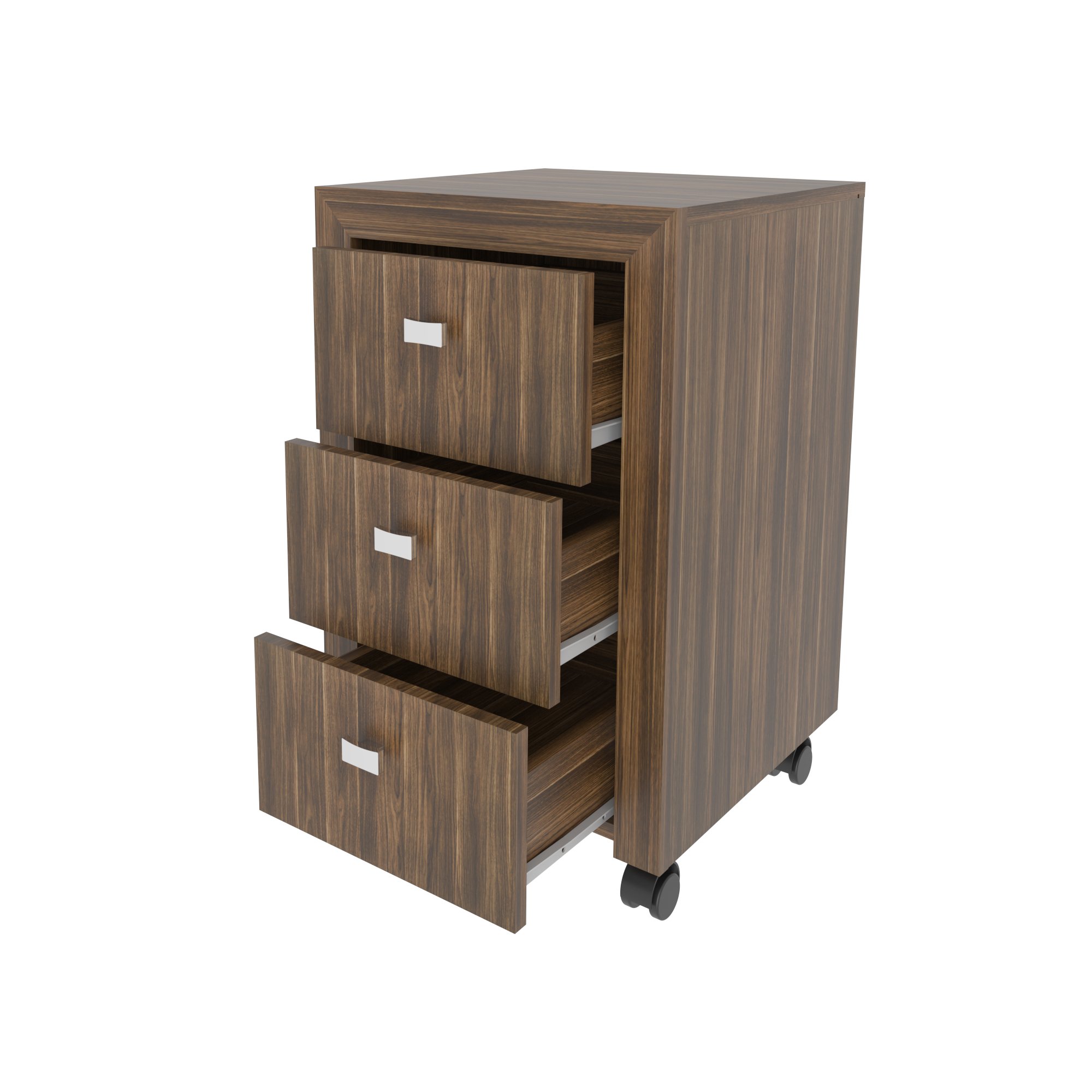 Encontraproduto.com.br - Gaveteiro p/ Escritório ME4108 c/ 3 Gavetas e Rodízios Nogal - Tecno Mobili