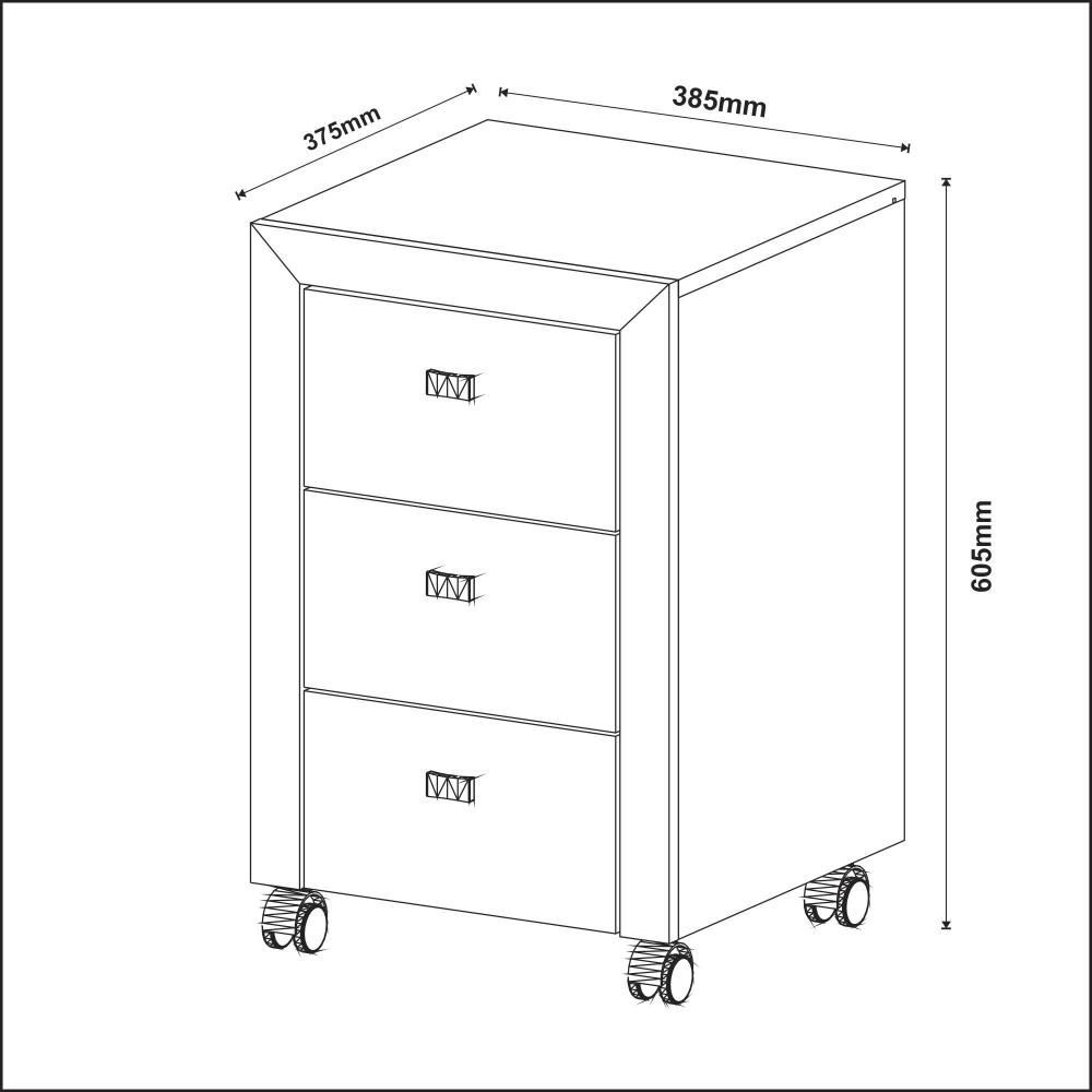 Encontraproduto.com.br - Gaveteiro p/ Escritório ME4108 c/ 3 Gavetas e Rodízios Nogal - Tecno Mobili