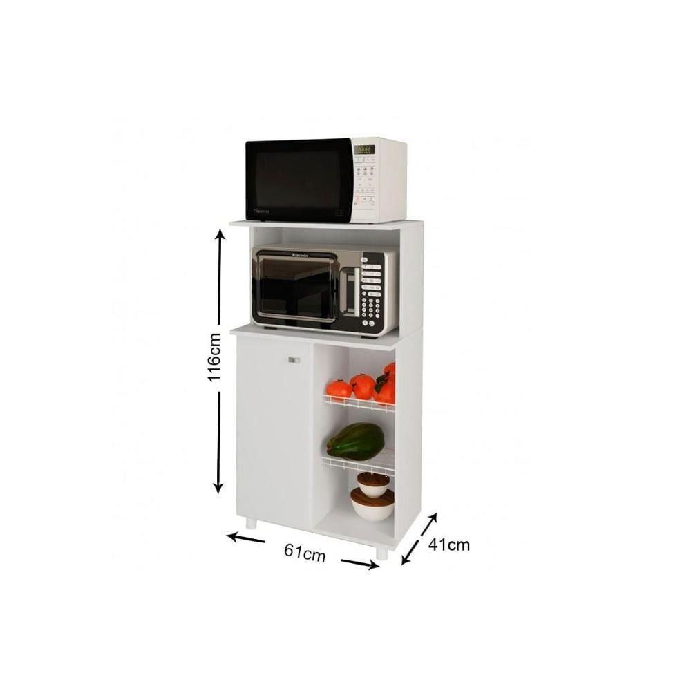 Balcão Fruteira para Microondas, 2 Cestos e 1 Porta - Branco