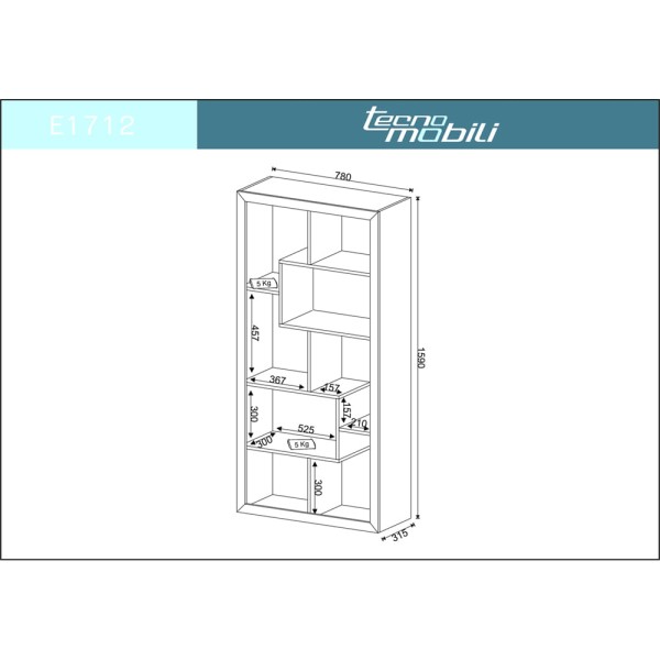 Encontraproduto.com.br - Estante para Sala E1712 c/ 2 Nichos Carvalho - Tecno Mobili