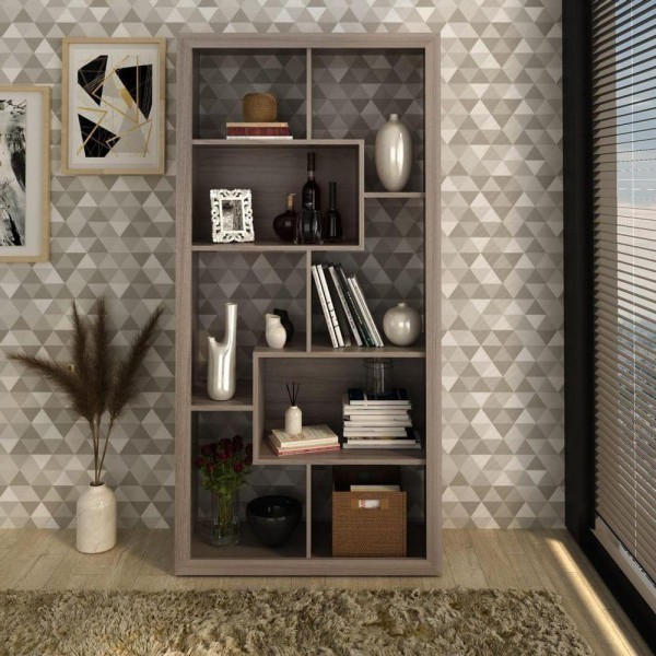 Encontraproduto.com.br - Estante para Sala E1712 c/ 2 Nichos Carvalho - Tecno Mobili