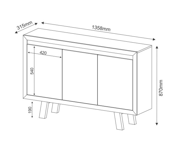 Encontraproduto.com.br - Balcão Para Escritório Com 3 Portas Nogal-fendi