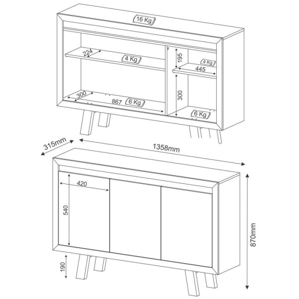 Encontraproduto.com.br - Balcão Para Escritório Com 3 Portas Nogal-fendi