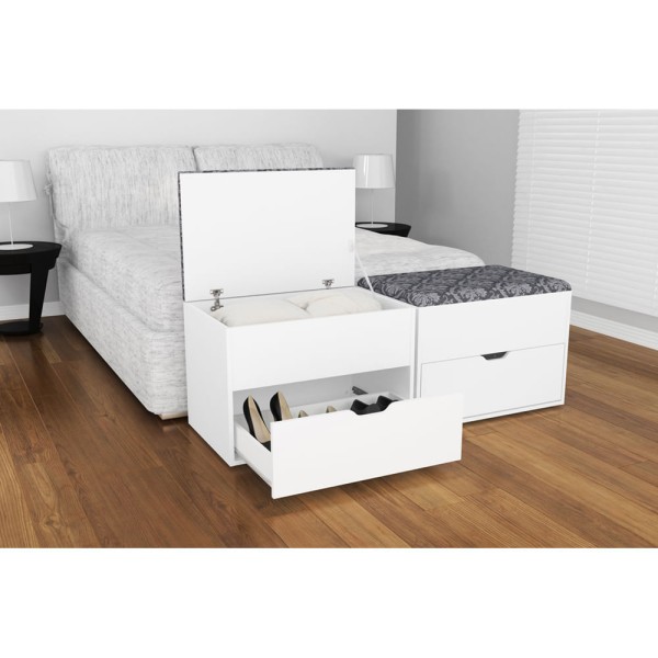 Encontraproduto.com.br - Puff Juvenil PU-2051 c/ 1 Gaveta Branco - Tecno Mobili