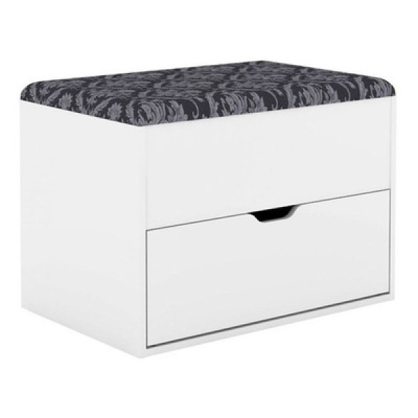 Puff Juvenil PU-2051 c/ 1 Gaveta Branco - Tecno Mobili