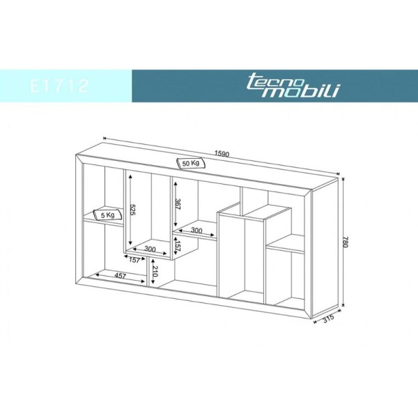 Encontraproduto.com.br - Estante para Sala E1712 c/ 2 Nichos Nogal - Tecno Mobili