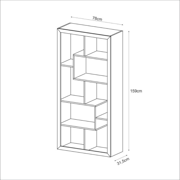 Encontraproduto.com.br - Estante para Sala E1712 c/ 2 Nichos Nogal - Tecno Mobili