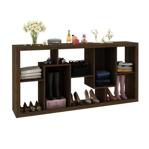 Encontraproduto.com.br - Estante para Sala E1712 c/ 2 Nichos Nogal - Tecno Mobili