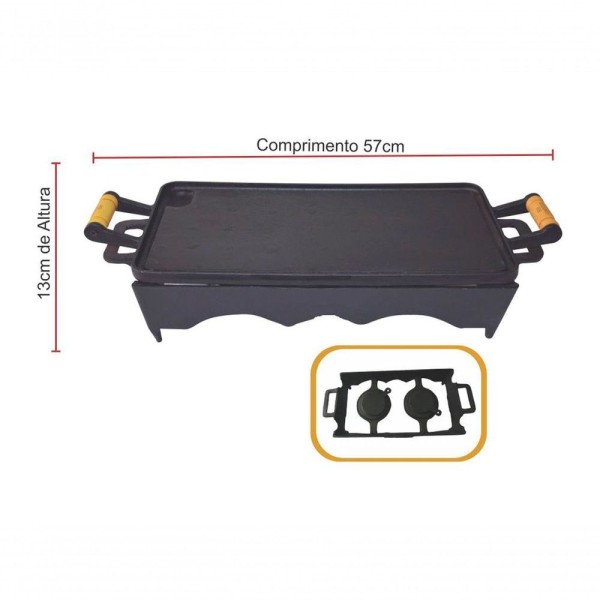 Encontraproduto.com.br - Bifeteira 25X45 Rechaud Com 02 Porta Álcool - Completa