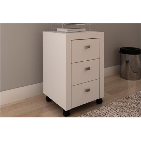 Encontraproduto.com.br - Gaveteiro p/ Escritório ME4108 c/ 3 Gavetas e Rodízios Branco - Tecno Mobili