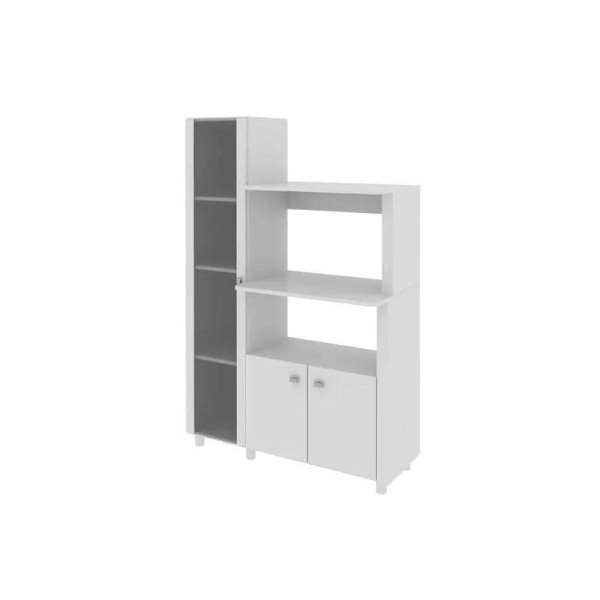 Encontraproduto.com.br - Balcão Multiuso Cozinha Bl-3304 C/ 3 Portas E Nicho P/ Microondas 96cm Branco - Tecno Mobili