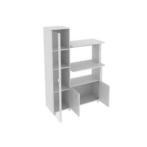 Encontraproduto.com.br - Balcão Multiuso Cozinha Bl-3304 C/ 3 Portas E Nicho P/ Microondas 96cm Branco - Tecno Mobili