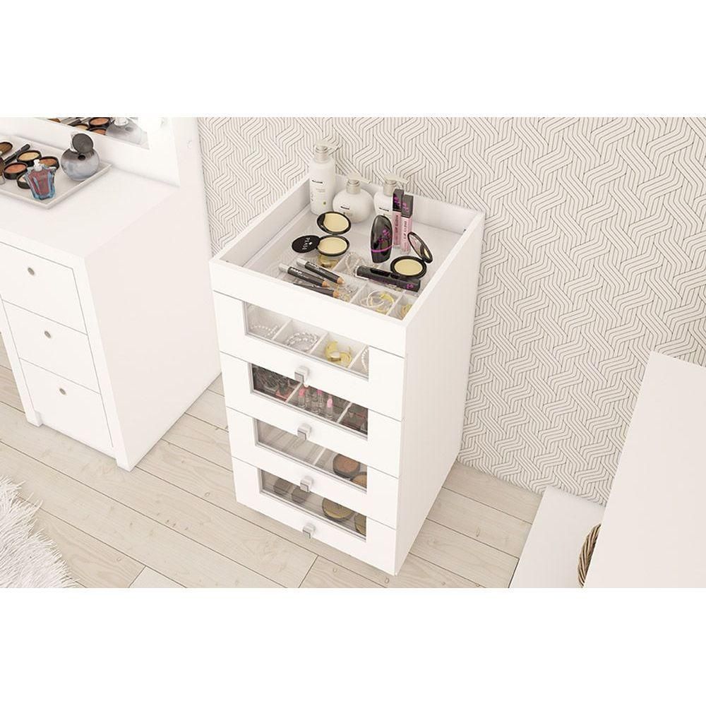 Encontraproduto.com.br - Gaveteiro p/ Escritório PE2009 c/ 4 Gavetas e Rodízios Branco - Tecno Mobili