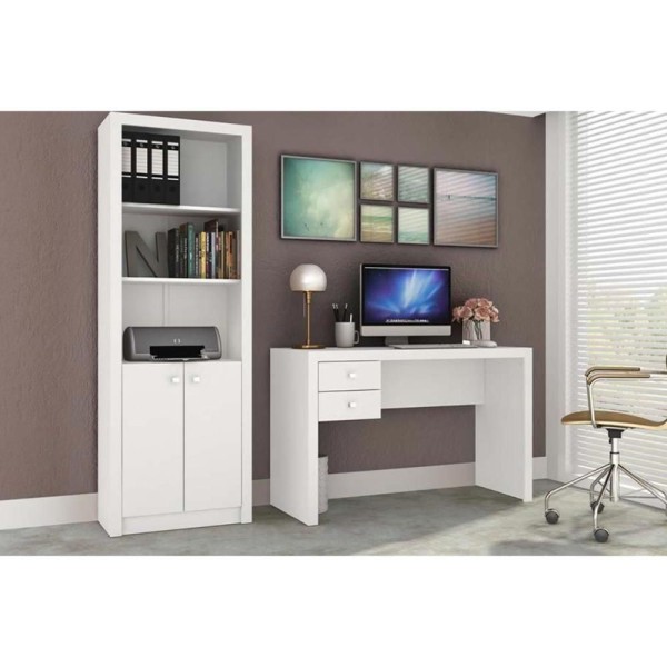Encontraproduto.com.br - Mesa De Computador Me-4123 C/ 2 Gavetas Branco - Tecno Mobil