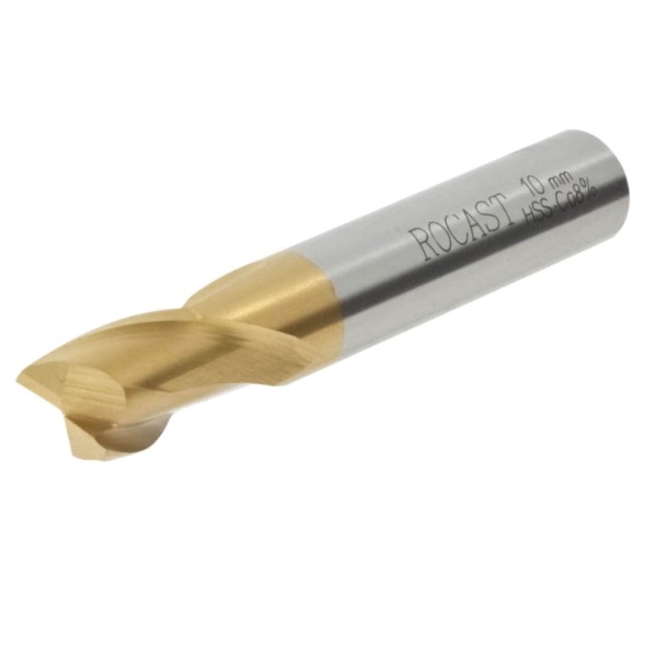 Fresa de Topo com Haste Cilíndrica em Aço Rápido com 8% de Cobalto e Tratamento de Titânio 2 Cortes (HSS-Co-Tin) 10,50mm Ref. 327 B Rocast 260,0018