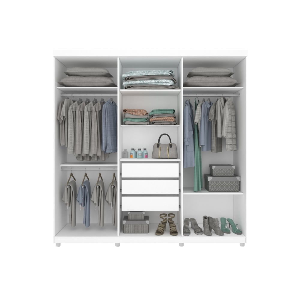 Encontraproduto.com.br - Guarda-roupa Tcil Móveis Sevilla cor neve de mdp com 6 portas  de dobradiças