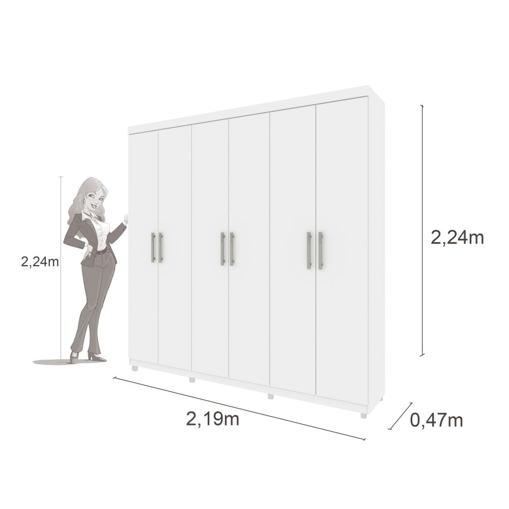 Encontraproduto.com.br - Guarda-roupa Tcil Móveis Sevilla cor neve de mdp com 6 portas  de dobradiças
