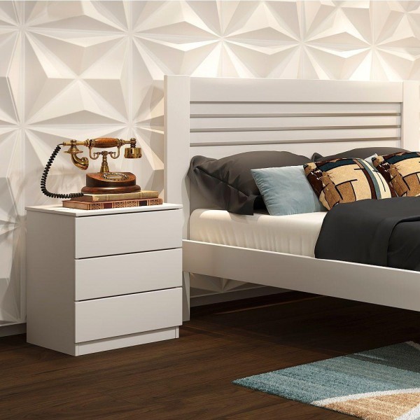 Encontraproduto.com.br - Mesa de Cabeceira 3 Gavetas MDF Verona Tcil