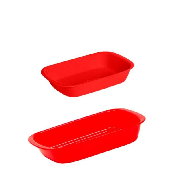 Encontraproduto.com.br - Conjunto De Travessa Servir 800ml + 1,2l 2 Peças Vermelho Em Polipropileno Vem