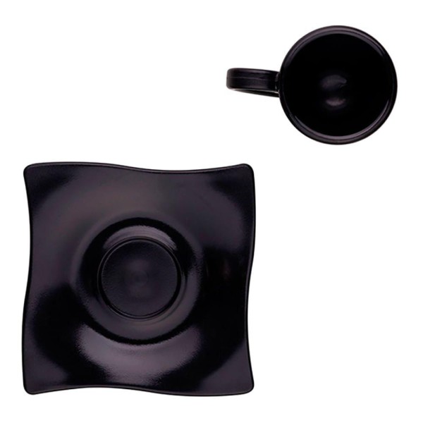 Encontraproduto.com.br - Xícara Elegance Para Café Com Pires 80ml Preta Em Policarbonato Linha Profissional Cook Vem
