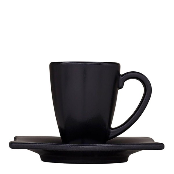 Encontraproduto.com.br - Xícara Elegance Para Café Com Pires 80ml Preta Em Policarbonato Linha Profissional Cook Vem