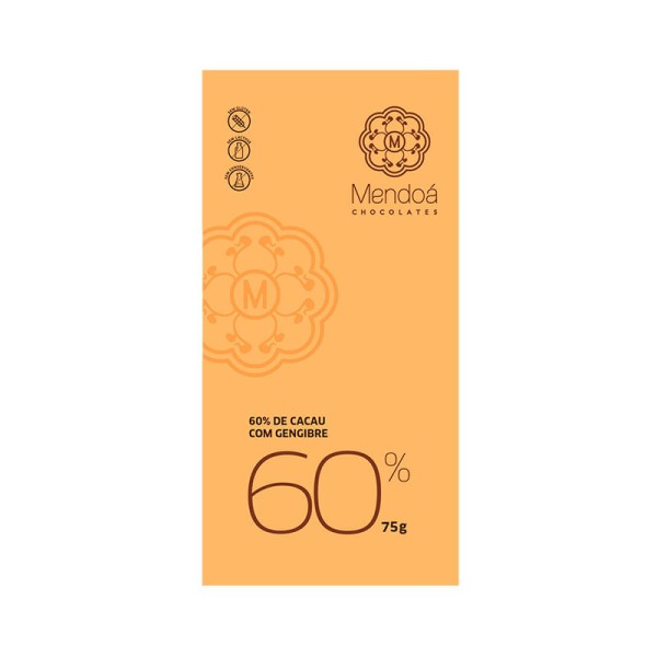 Encontraproduto.com.br - Chocolate 60% Cacau com Gengibre 75g - Mendoá