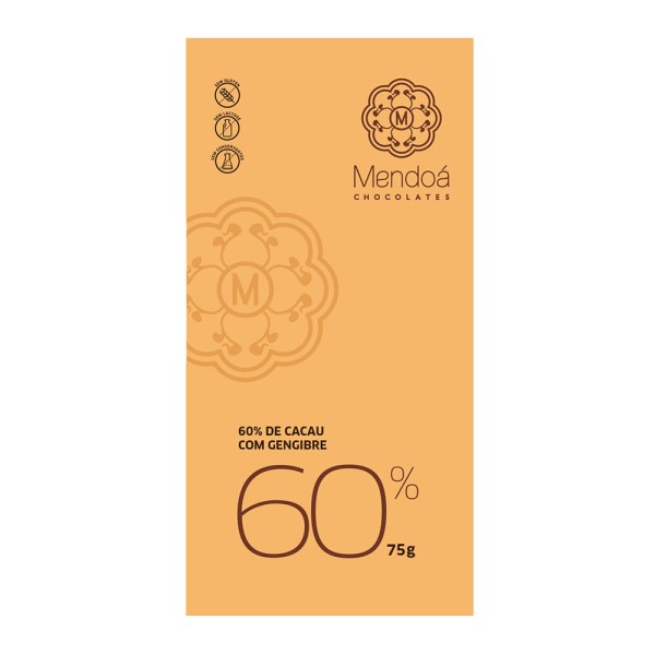 Encontraproduto.com.br - Chocolate 60% Cacau com Gengibre 75g - Mendoá