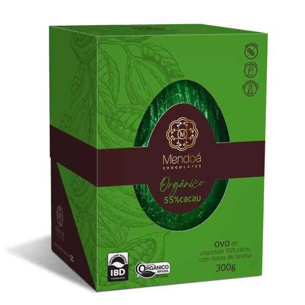 Ovo de Páscoa Mendoá 55% Cacau e Laranja Orgânico 300g