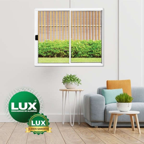Encontraproduto.com.br - Janela De Correr 100x150cm Com Grade Plus Lux Esquadrias Branco